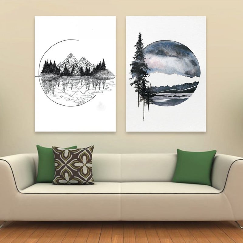 ماركتنا لوحة قماشية ثنائية بتصميم مودرن بمقاس اجمالي 100×70 سم - Image 1