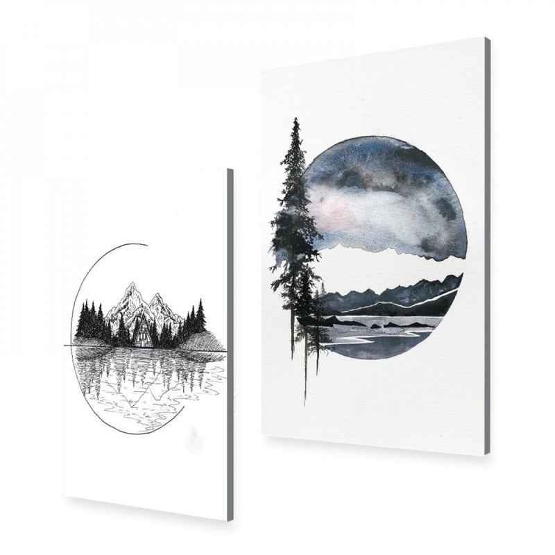 ماركتنا لوحة قماشية ثنائية بتصميم مودرن بمقاس اجمالي 100×70 سم - Image 2