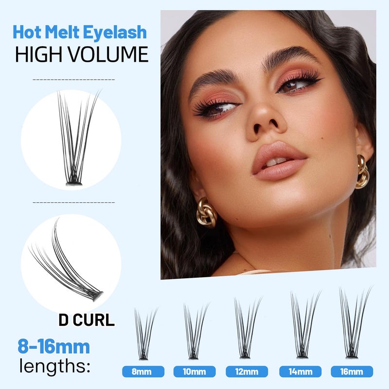 BODERMINCER 8-16mm to Choose Fish Tail Design 120pcs Thickness 0.1mm C Curl 12 Root Women Lady Individual Black False Eyelash Cluster Eye Lashes Extension Tools (8mm) - Image 4