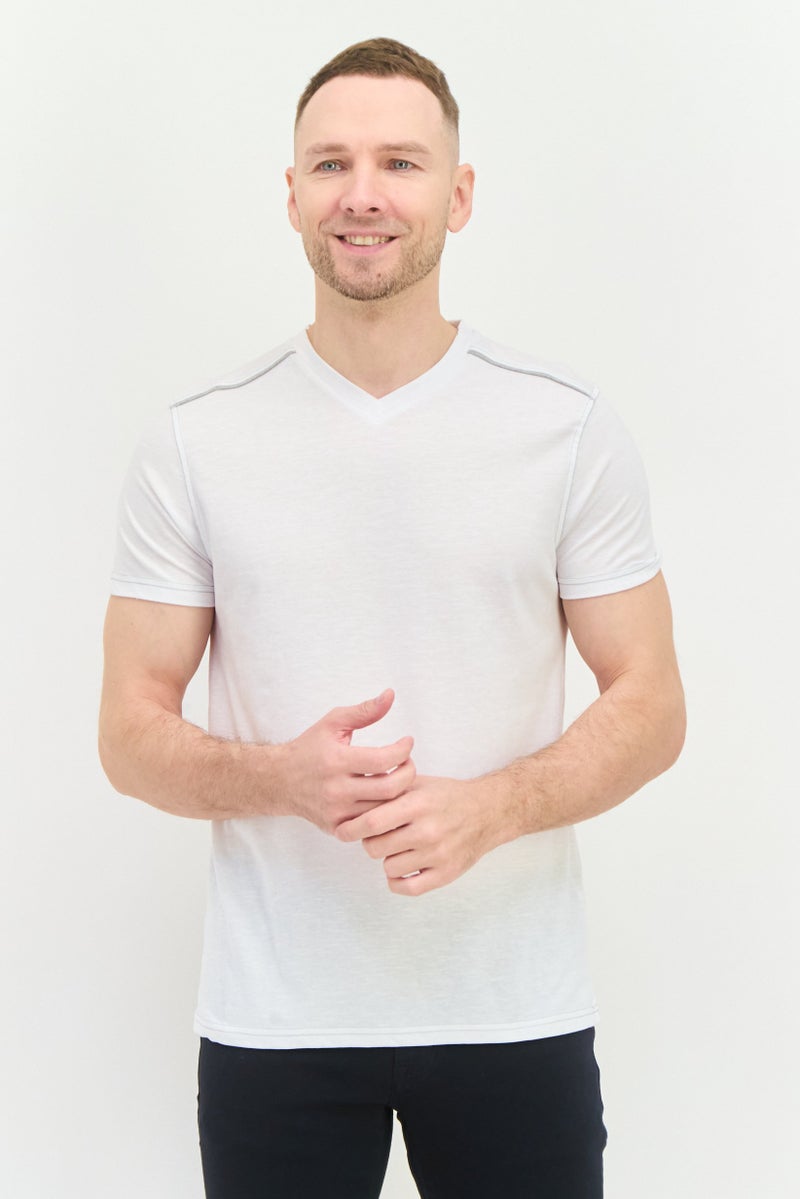 Company Eighty One تي شيرت رجالي بأكمام قصيرة على شكل حرف V، رمادي، - Image 1