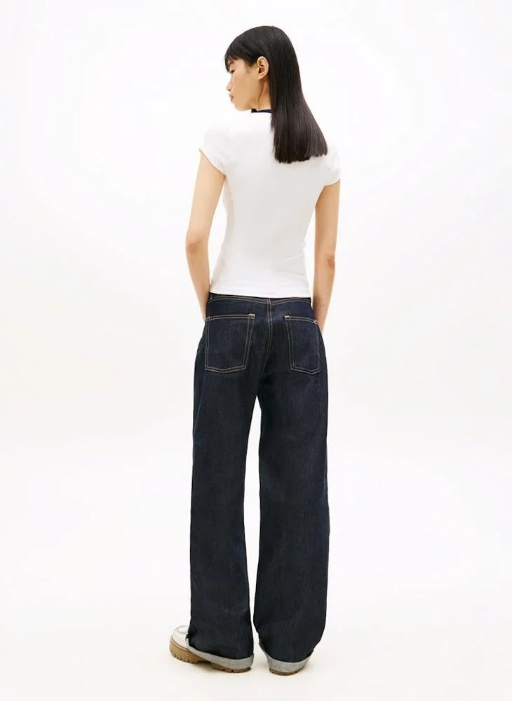 TOMMY JEANS  Casual  Slim Henley Badge T-Shirt for Women | Best Price UAE
