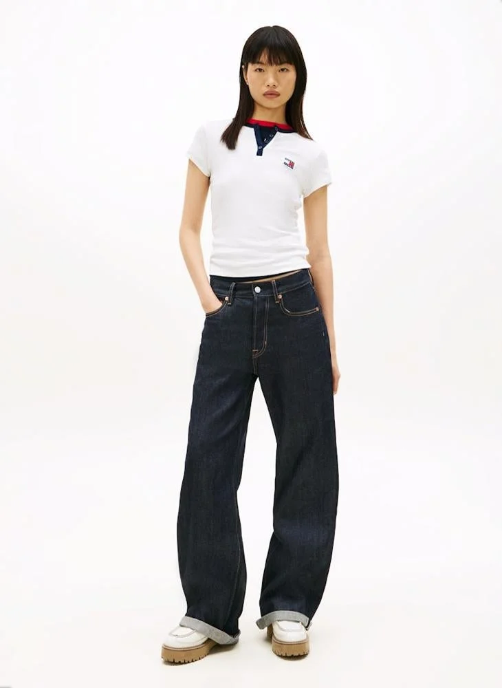 TOMMY JEANS  Casual  Slim Henley Badge T-Shirt for Women | Best Price UAE