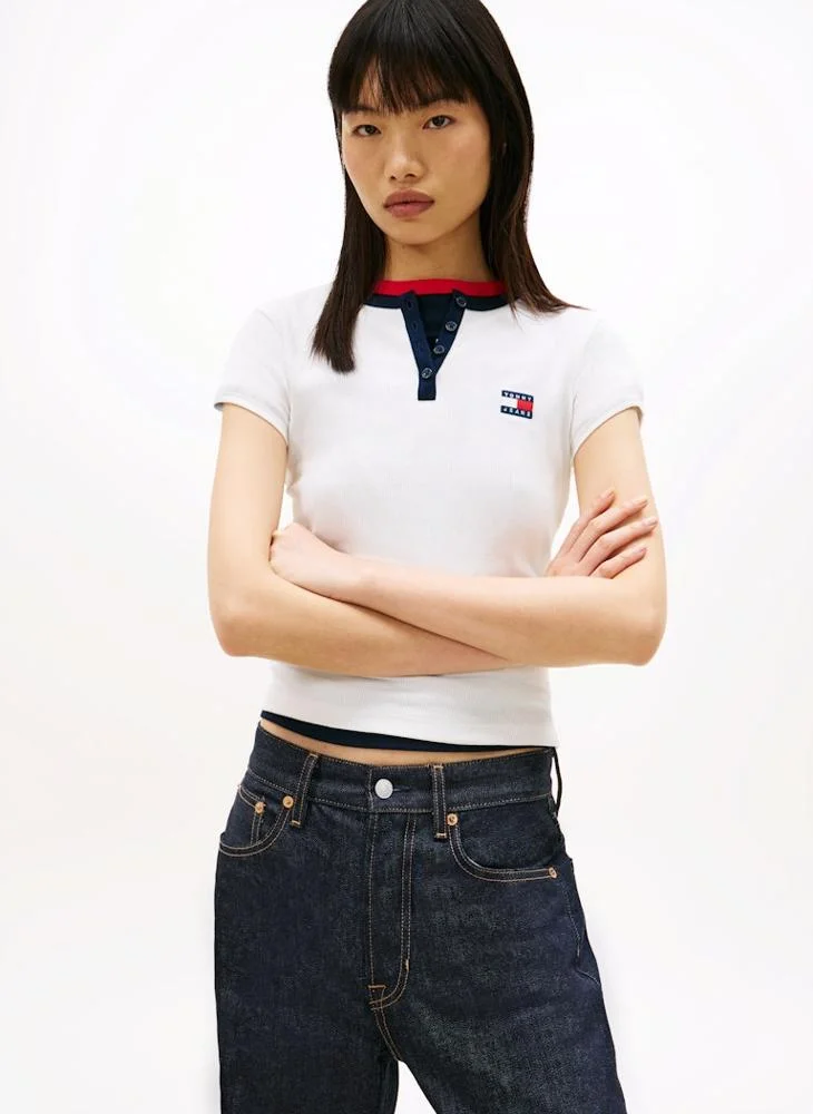 TOMMY JEANS  Casual  Slim Henley Badge T-Shirt for Women | Best Price UAE