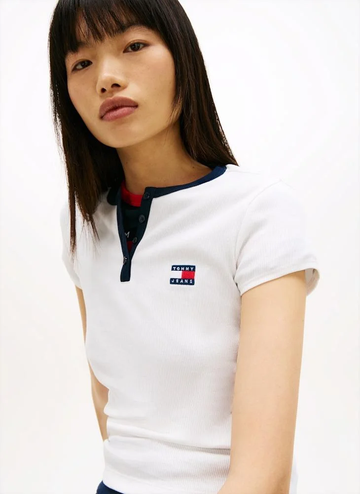 Casual  Slim Henley Badge T-Shirt