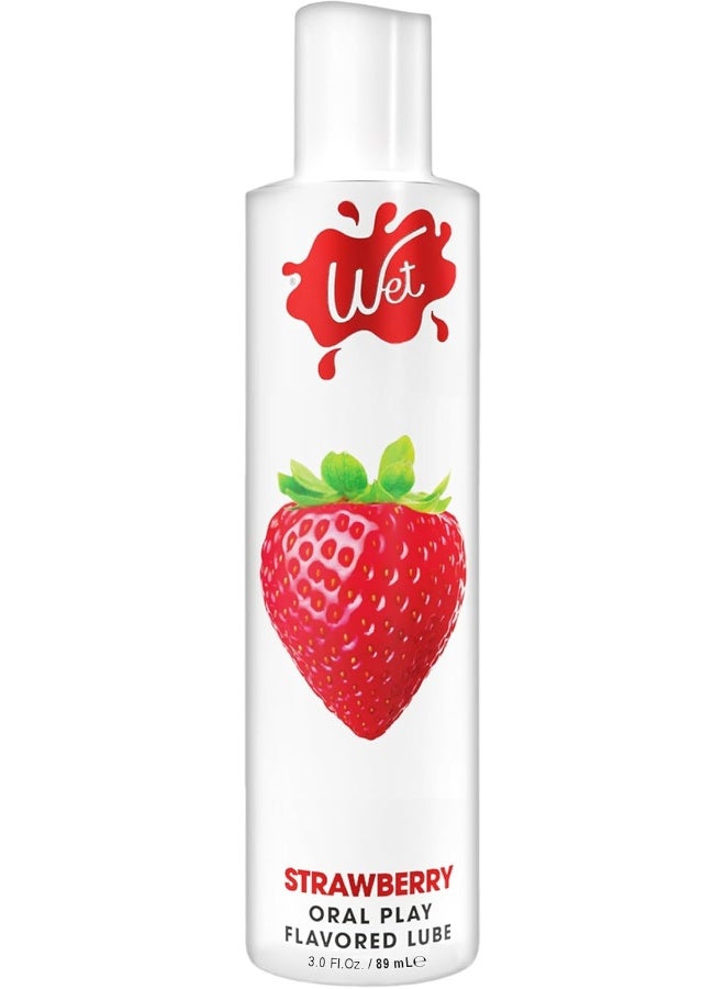 Wet Paraben-free, Gluten-free, Sugar-free Flavored Strawberry Edible Lubricant (3oz) - Image 1