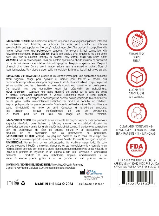 Wet Paraben-free, Gluten-free, Sugar-free Flavored Strawberry Edible Lubricant (3oz) - Image 2