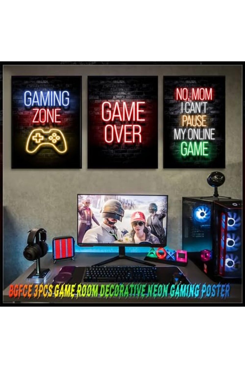 BGFCE Gaming Posters Canvas Wall Art Decor, Teen Game Room Decorations, Boys Room Decor, Gamer Wall Decor, Gamer Room Decor for Boys Wall 16"X24" - Unframed Set of 3 - Image 2