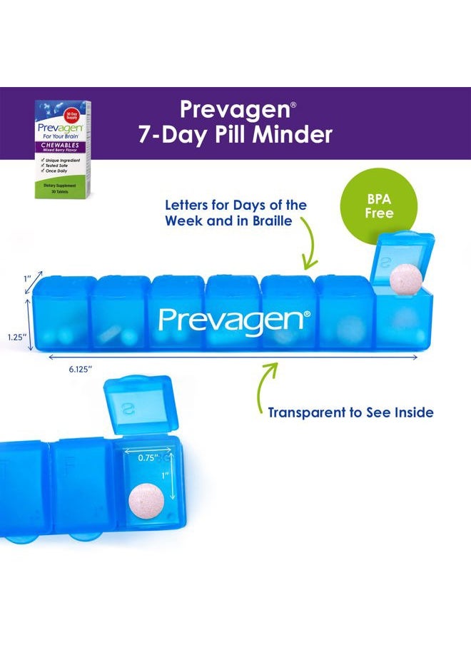Prevagen - Regular Strength 10mg, 30 Chewables |Mixed Berry| with Apoaequorin & Vitamin D and 7-Day Pill Minder - Image 1
