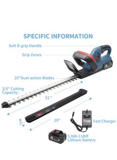 BOSS LIFE STYLE Wireless Hedge Trimmer - Battery-Powered Shrub Cutter with Rechargeable Battery and Charger, Making Hedge Clipping, Grass Trimming, and Landscaping Easy  - Image 3