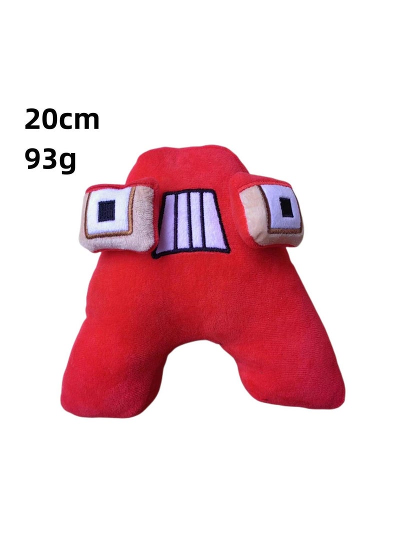 1-Pieces Alphabet Doll Funny Emojis Cotton Number Plush Toy Red-A 