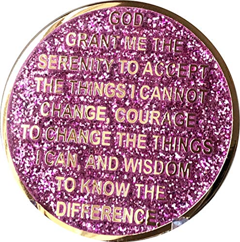 RecoveryChip 3 Month AA Medallion Reflex Pink Glitter Gold and Silver Plated Chip 90 Days - Image 2