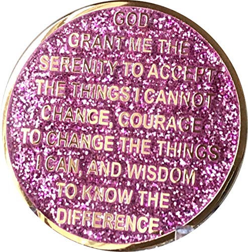 RecoveryChip 3 Month AA Medallion Reflex Pink Glitter Gold and Silver Plated Chip 90 Days - Image 4