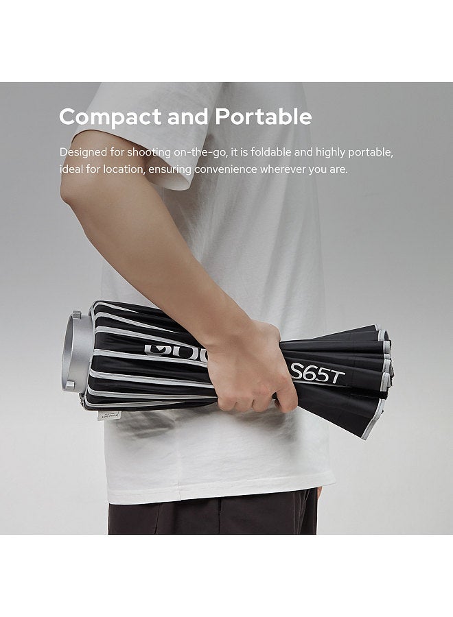 S65T 65cm/25.6in Quick Release Umbrella Softbox Professional Foldable Softbox with Standard Bowen Mount & Diffusers for Photography Studio Photography Portrait Live Stream