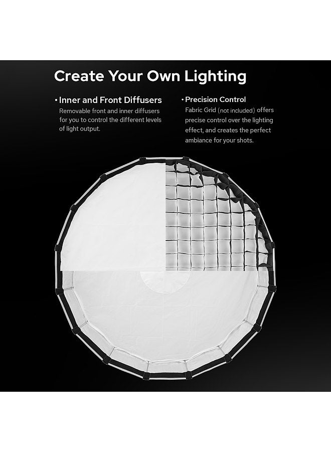 S65T 65cm/25.6in Quick Release Umbrella Softbox Professional Foldable Softbox with Standard Bowen Mount & Diffusers for Photography Studio Photography Portrait Live Stream