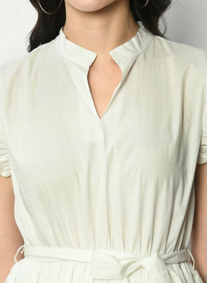 Pretilly White Cotton Layered Peplum Top for Women - Image 2