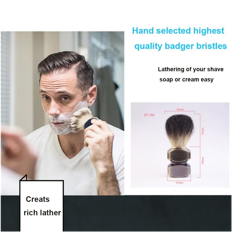 Men Beard Brush with Soft Nylon Bristles Aluminum Handle Gentle Facial Cleansing Foaming Shaving Brush for Home Use Model SV629 - Image 5
