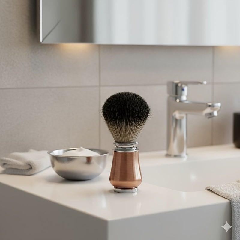 Men Beard Brush with Soft Nylon Bristles Aluminum Handle Gentle Facial Cleansing Foaming Shaving Brush for Home Use Model SV629 - Image 2