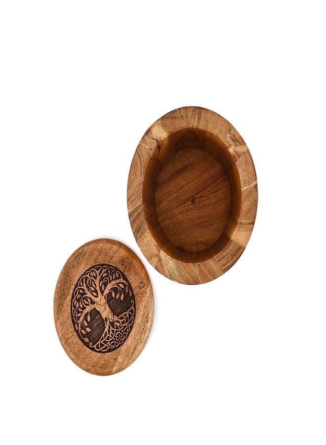 Mahasu Food Jars & Canisters Acacia Wood Wooden Food Storage Jars Tree Of Life Engraved on Lid for Keeping Cookies, Coffee, Flour, Sugar, Rice (4.5" x 4.5" x 6") - Image 4