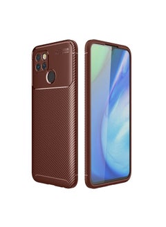 HuHa Case Cover For Realme V3 Carbon Fiber Texture Shockproof TPU Case Brown 