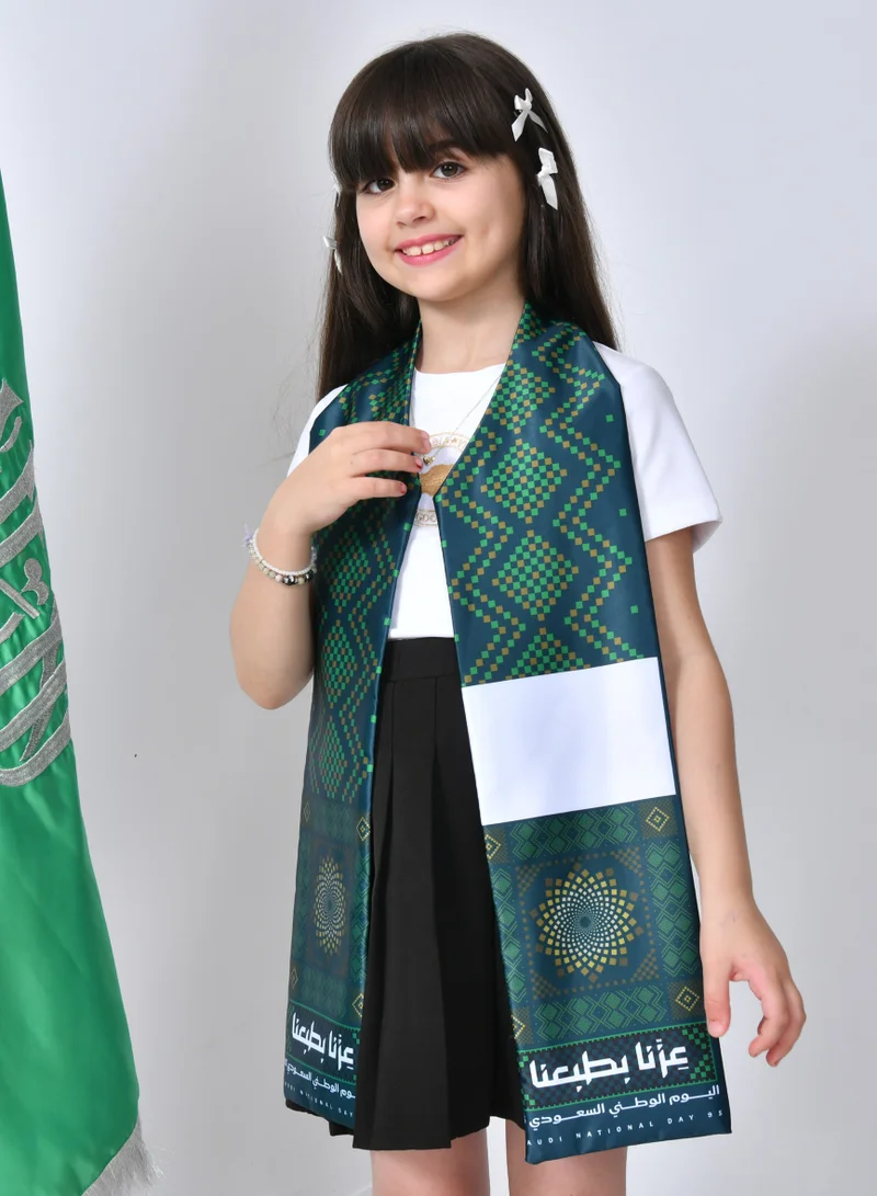 HAWRAA ABAYA National Day Scarf with the slogan "Our Pride is Our Nature" (for boys and girls)