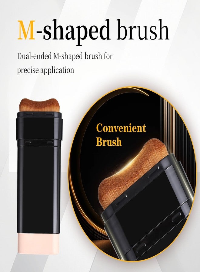 DIMOT 3 في 1 - عصا أساس فاخرة مضادة للتجاعيد SPF 50+ مع فرشاة، عصا أساس مرطبة غير لزجة، حجم سفر واقي شمس للوجه والجسم، لون متوسط، 1.42 أونصة سائلة - Image 2