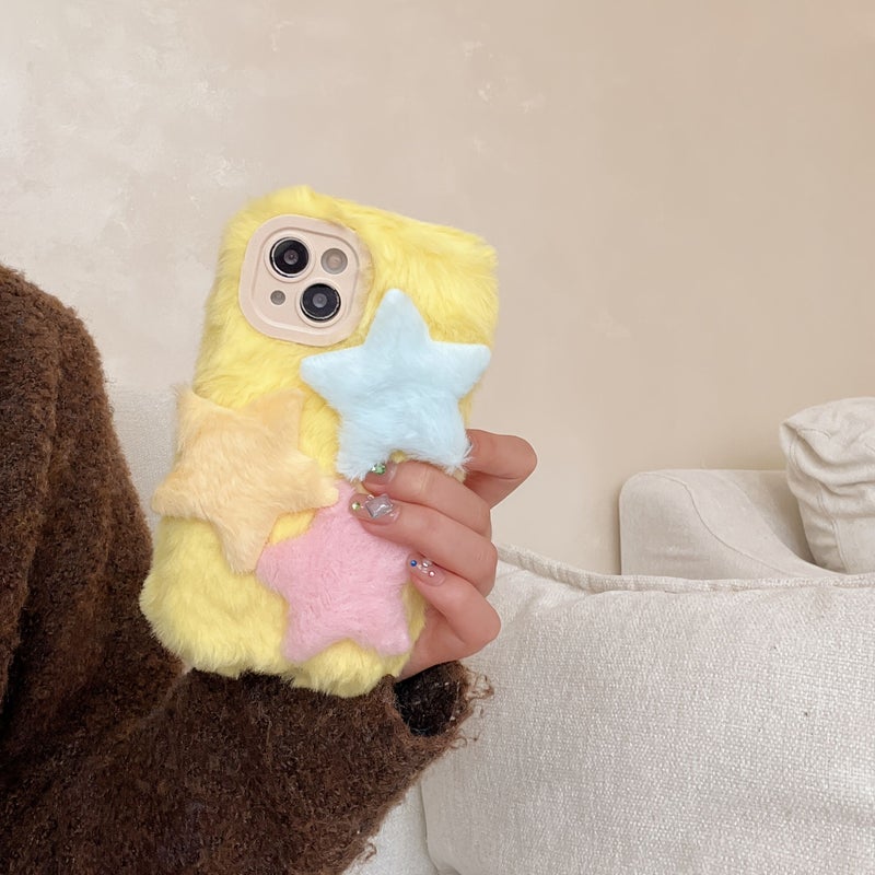 Yellow Plush Phone Case With Bracelet For IPhone 16 Plus - Image 3