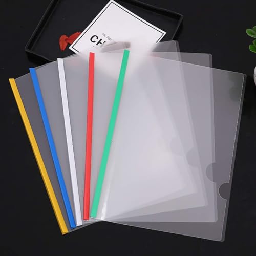ANG Plastic Strip File Folder for Document Sliding Bar Report Covers,30 Sheet Capacity, Transparent Resume Presentation File Folders Organizer Binder for A4 Size Paper Patti File (Multicolor, 20) - Image 2