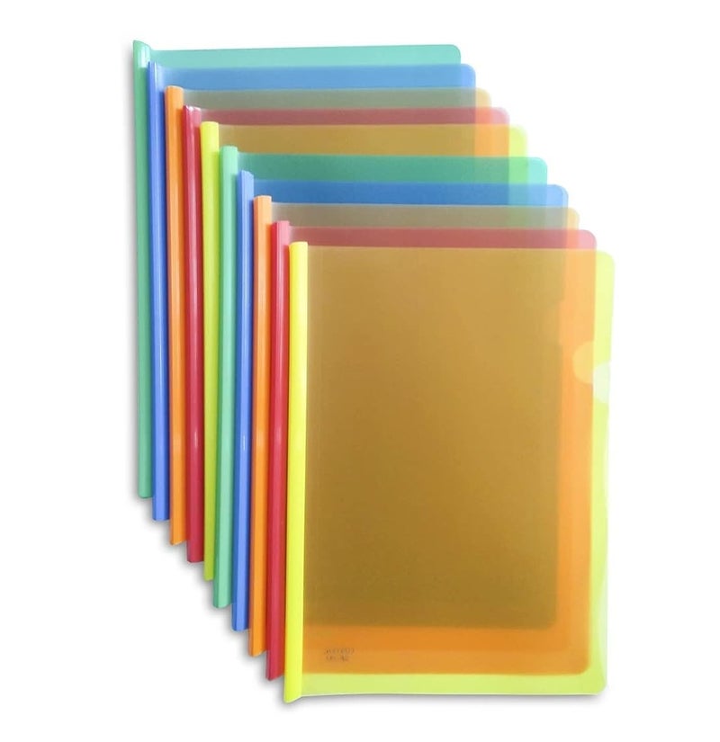 ANG Plastic Strip File Folder for Document Sliding Bar Report Covers,30 Sheet Capacity, Transparent Resume Presentation File Folders Organizer Binder for A4 Size Paper Patti File (Multicolor, 20) - Image 1
