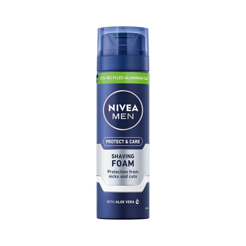 Nivea Men Protect And Care Shaving Foam With Aloe Vera For Protection From Nicks And Cuts- 200ml - Image 1