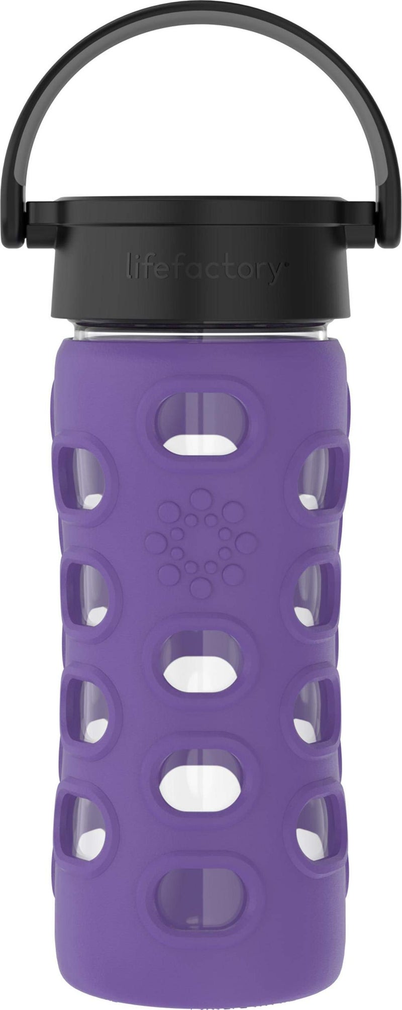 lifefactory Lifefactory 12Ounce BPAFree Glass Water Bottle with Classic Cap and Protective Silicone Sleeve Iris