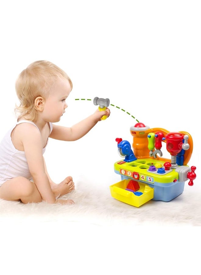 Woby Multifunctional Musical Learning Tool Workbench Toy Set for Kids with Shape Sorter Tools - Image 2