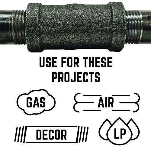 PIPE DECOR تجهيزات أنابيب ديكور 1" تي، عبوة 4، حديد قابل للتشكيل، تناسب أنابيب ومواسير الصلب الأسود بقطر 1 بوصة، لبناء أثاث ورفوف صناعية عتيقة بتقنية DIY - Image 5