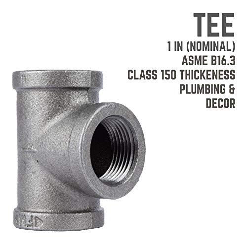 PIPE DECOR تجهيزات أنابيب ديكور 1" تي، عبوة 4، حديد قابل للتشكيل، تناسب أنابيب ومواسير الصلب الأسود بقطر 1 بوصة، لبناء أثاث ورفوف صناعية عتيقة بتقنية DIY - Image 3