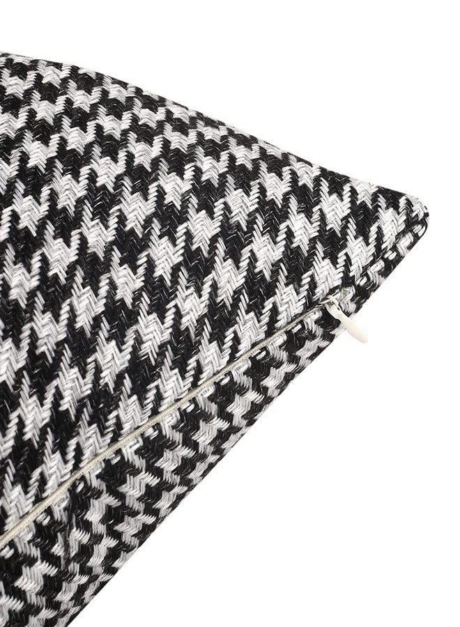 Yeiotsy 2pcs Houndstooth Throw Pillow Covers Geometric Cushion Case for Couch Sofa Bed and Chair Made of Cotton and Linen (18 X 18 Inches, Black) - Image 3