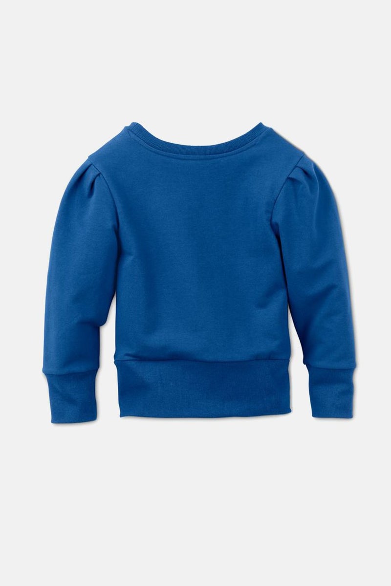 Tchibo Kid Girls Crew Neck Long Sleeve Plain Sweatshirt, Blue - Image 2