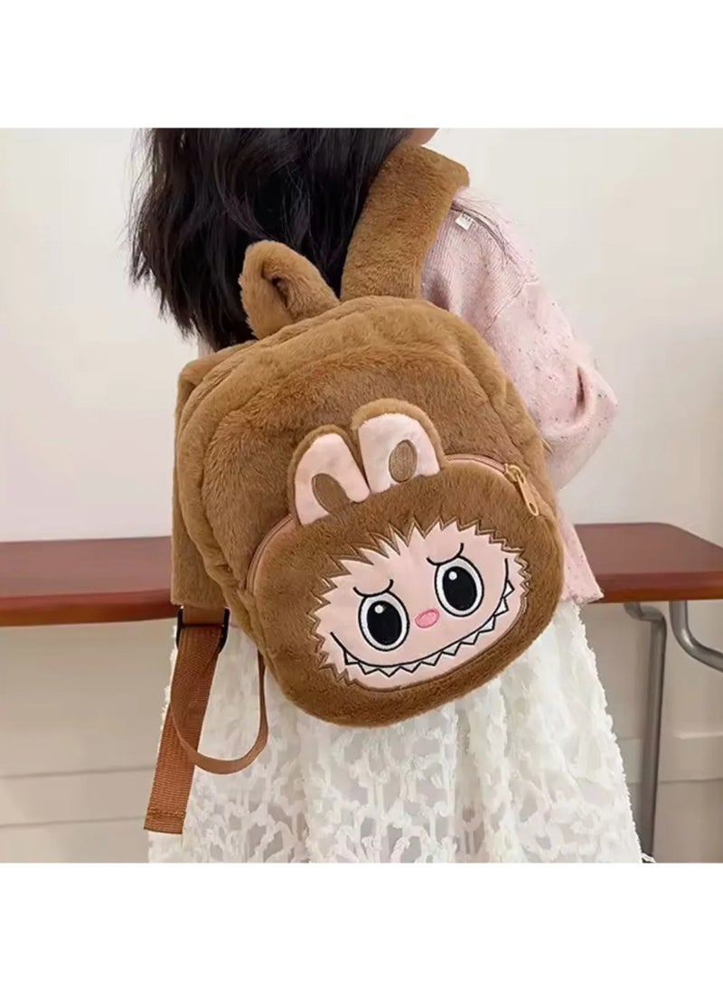 MOCOM Labubu Urban Plush Backpack for Girls – Stylish, Lightweight & Durable Mini Bag | Perfect for School, Activities & Daily Adventures | Soft, Reinforced Fabric | 2 Pockets | Trendy Design for Kids  - Image 4