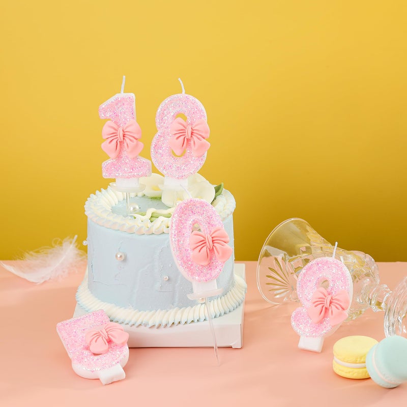 PHD CAKE Number 1 Pink Bowknot Birthday Candles, Cute Themed Number Candles, Party Celebration - Image 4