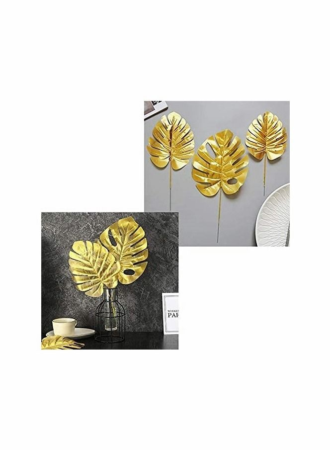 KASTWAVE Artificial Leaves Gold 8 Kinds Palm Leaves Golden Tropical Plants - Image 4