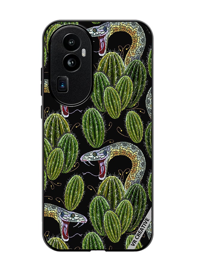 VR CREATIVE Protective Case Cover For Oppo Reno 10 Pro Plus Embroidery, Cactus And Snakes Seamless Design Multicolour - Image 1