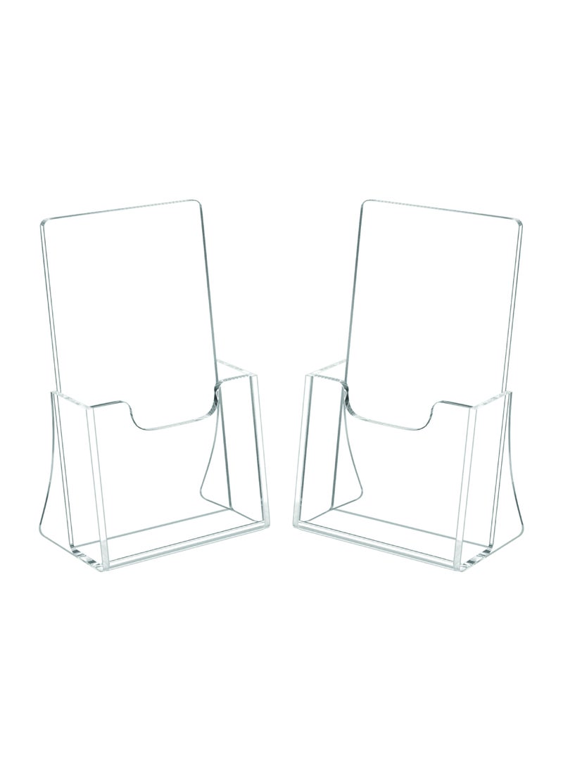 SMARTPOINTS 2 Pack 4 inch Wide Acrylic Brochure Holders for Pamphlets, Cards, Brochures, Magazines, Literature, Pamphlets Display Stand for Countertop  - Image 1