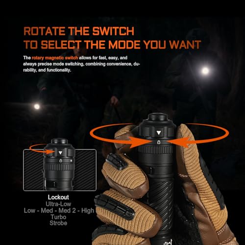 ACEBEAM T37 EDC Tactical 5 Modes Rotary Magnetic Switch Flashlight Rechargeable, 4000 High Lumens 440M Long Range Flashlight, Two-Stage Tail Switch Pocket LED Flashlight, Super Bright Flash Light - Image 4