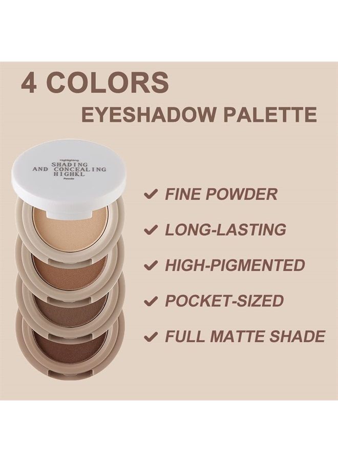 Erinde 4 Colors Eyeshadow Palette, Matte Shimmer Quartet, High Pigmented, Long Lasting, Ultra-Blendable, Rich Colors with Velvety Texture Eye Makeup Palette with Mirror, Great for Travel M01# - Image 4