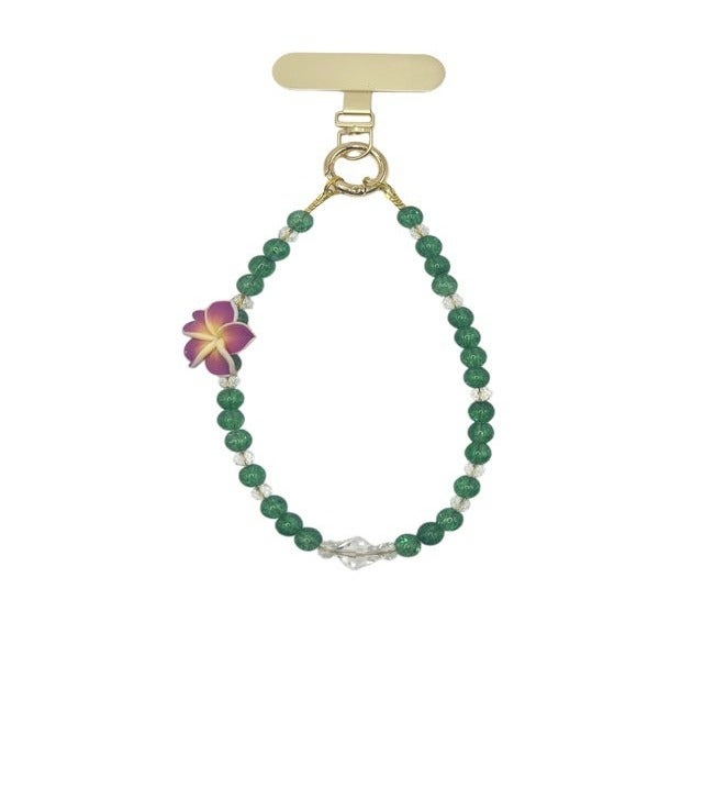 Handmade Premium Crystal Phone Strap-Plumeria  3 - Image 1