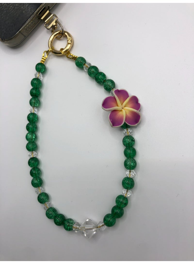 Handmade Premium Crystal Phone Strap-Plumeria  3 - Image 3