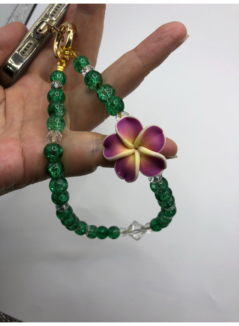 Handmade Premium Crystal Phone Strap-Plumeria  3 - Image 4