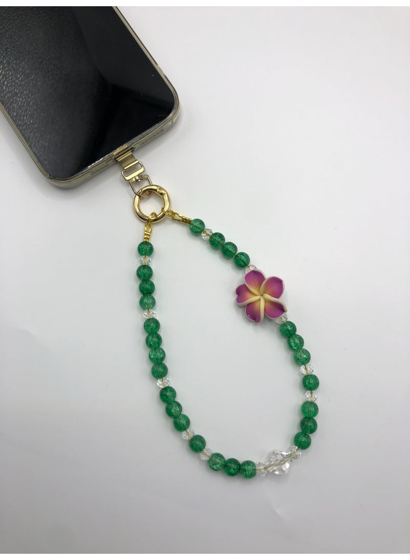 Handmade Premium Crystal Phone Strap-Plumeria  3 - Image 5