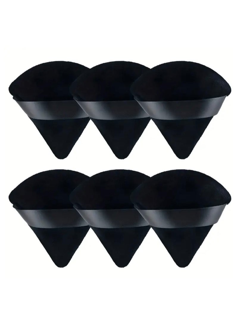 CleanWave - The Pure Effect 6PCS Velvet Triangle Powder Puff – Fluffy & Dense for Flawless, Even Makeup Application – Fragrance-Free, Black Beauty Tool for Loose & Body Powder, Makeup Sponge, Triangle Powder Puffs  - Image 1
