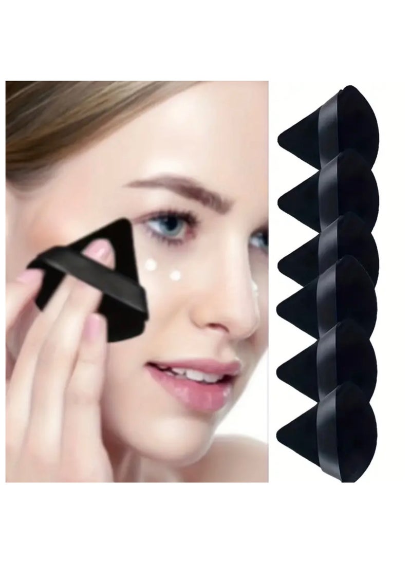 CleanWave - The Pure Effect 6PCS Velvet Triangle Powder Puff – Fluffy & Dense for Flawless, Even Makeup Application – Fragrance-Free, Black Beauty Tool for Loose & Body Powder, Makeup Sponge, Triangle Powder Puffs  - Image 2