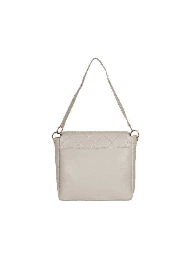 Foska Women's Large Tote & Shoulder Bag - Smooth PU Leather - White Grey - 33x30 cm - Image 4