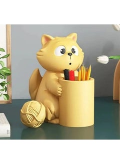 Taşdevri Life Tasdevri Life Yellow Cute Surprised Kitten Decorative Desktop Pencil Holder, Makeup Brush Holder, Organizer 
